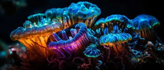 Obraz premium jellyfish in dark sea