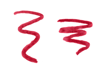 Red lip liner stroke isolated on transparent background. Lip pencil stroke for design.
