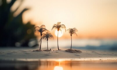 Beach sunrise with bokeh effect