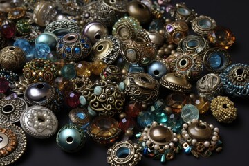 wrisly design, with different types of beads and rhinestones, created with generative ai