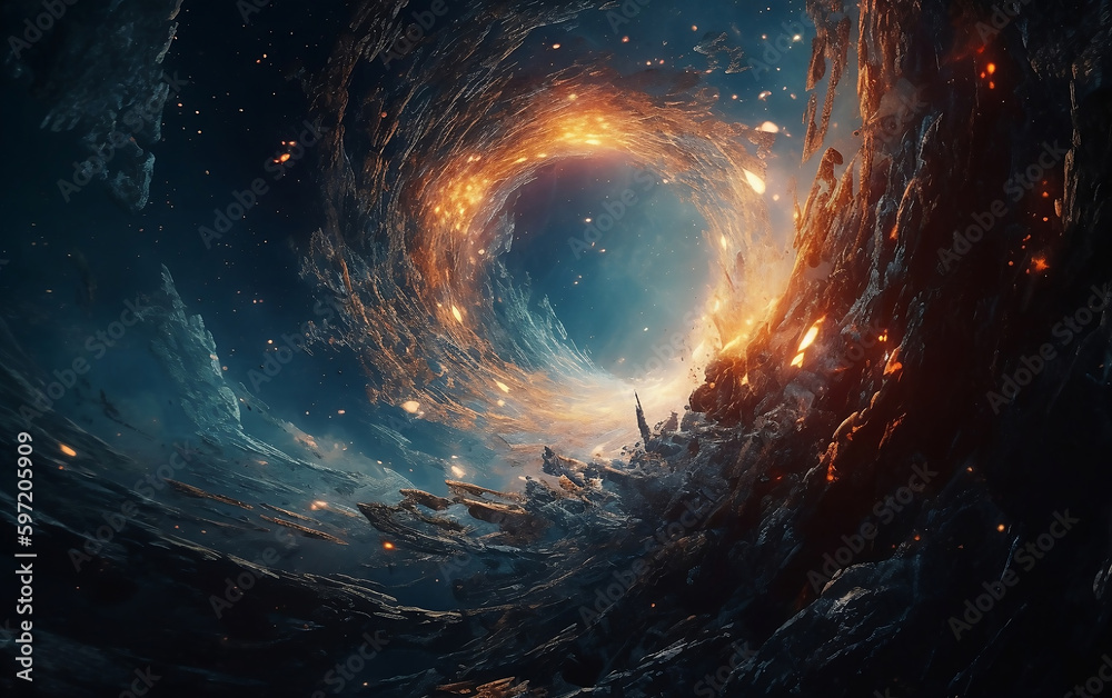 Wall mural space destroyed generate by ai