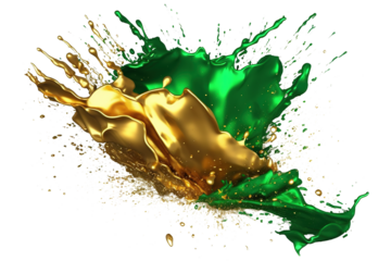 Gold and green splash isolated
