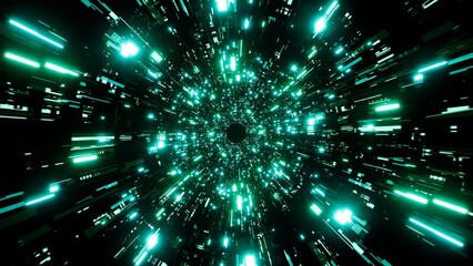 Shiny green color cyber technology data burst effect