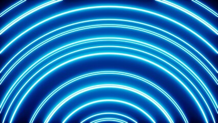 Glowing blue color multiple arc line pattern lights background
