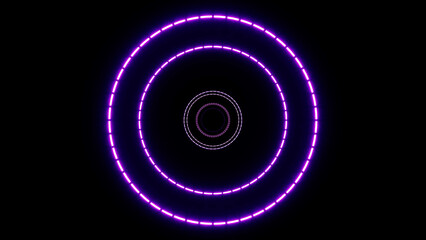 Glowing purple dashed circles overlay