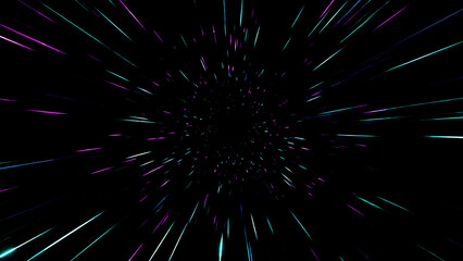hyper space background of neon color lines