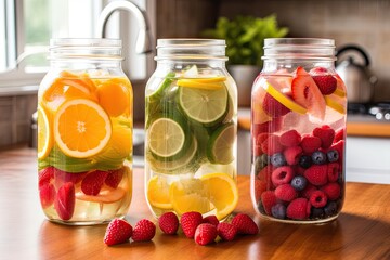 refreshing and healthy fruit-infused water ready to be enjoyed, created with generative ai