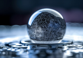 Artificial intelligence sphere representing planet earth. Cyer technology of the future. Generative Ai illustration