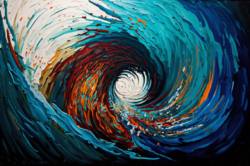 Abstract painting that represents flow of psychic waves through mind and body.bold, swirling brushstrokes and vibrant colors to evoke a sense of energy and movement complexity of the human psyche. Ai