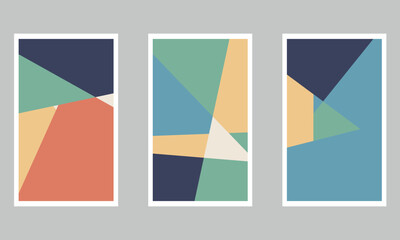 Obraz premium Set of abstract poster colorful geometric shapes. Primitive blocks suprematism style. Modern vector illustration 