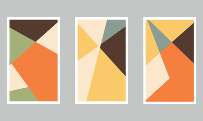 Set of abstract poster colorful geometric shapes. Primitive blocks style. Modern vector illustration