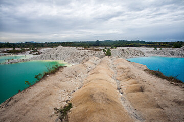 Exotica of Blue and Green Kaolin Lake in Bangka, Bangka Belitung, Indonesia. This lake is a former...