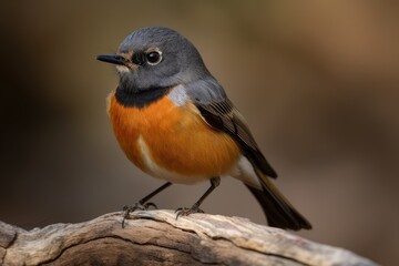 Obraz premium redstart bird sitting on branch, with its beak open, created with generative ai
