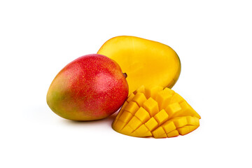 Delicious ripe mango, isolated on white background. High resolution image.