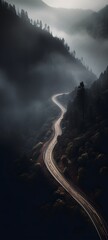 road in misty mountain, generated Ai