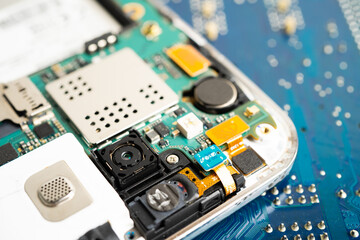 Repairing and upgrade mobile phone, electronic, computer hardware and technology concept.