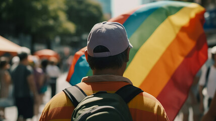Man walking on on pride parade, Generative AI