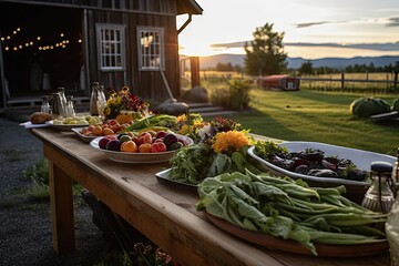 farm-to-table dinner, featuring locally sourced ingredients and chef's own special touches, created with generative ai