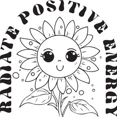 Radiate positive energy  vector design for shirt,Lettering text print for cricut,Design for shirt.	
