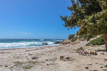 sand and rocks on Guvercinlik Koyu (Kleopatra Beach) near Ovacik (Cesme, Izmir province, Turkey) 