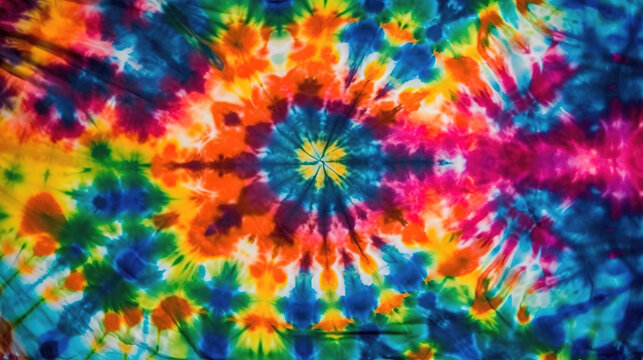 cool modern tie dye pattern illustration in colorful style, generative ai technology