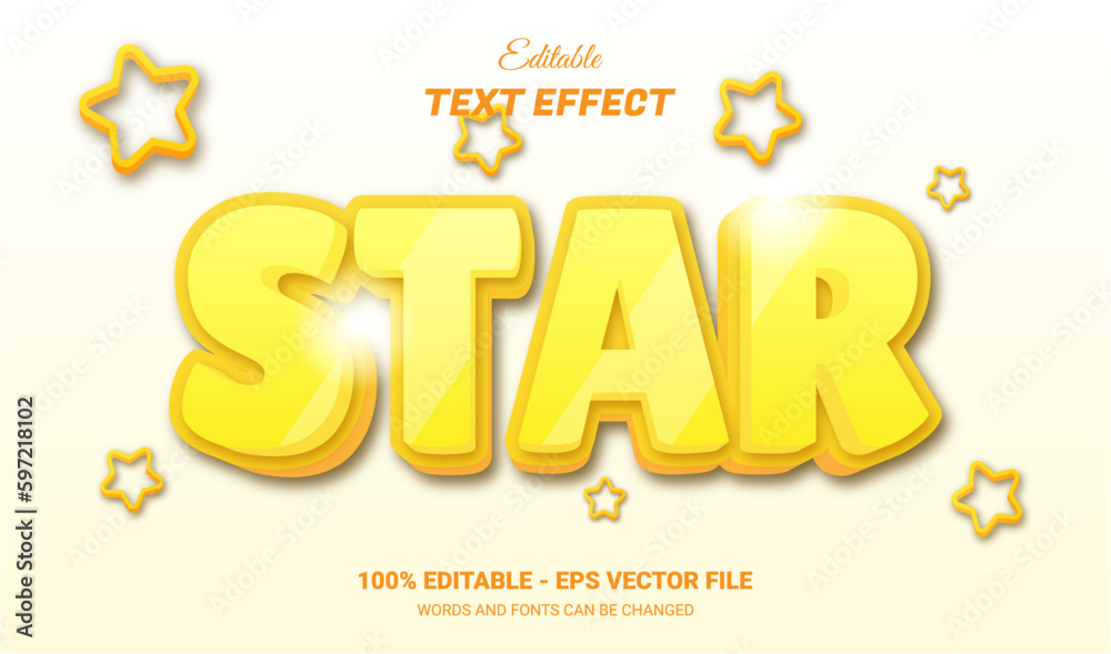 Canvas Prints star shiny editable text effect