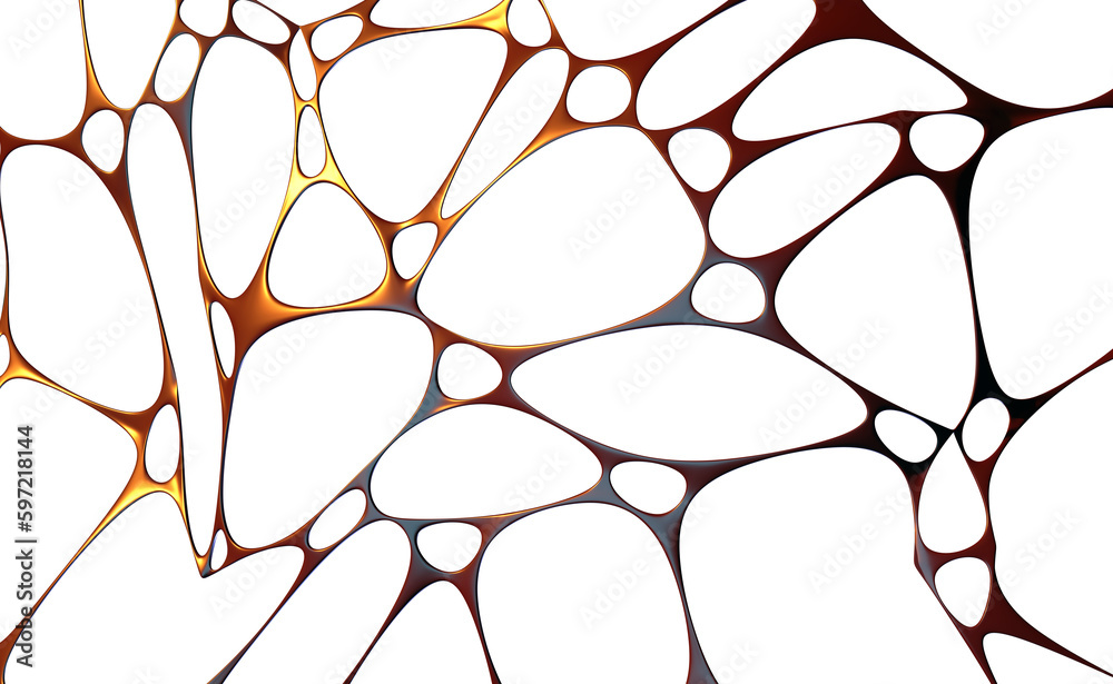Poster network, waves, cells of connections. neurons and data flow 3d illustration. abstract matter, bone p