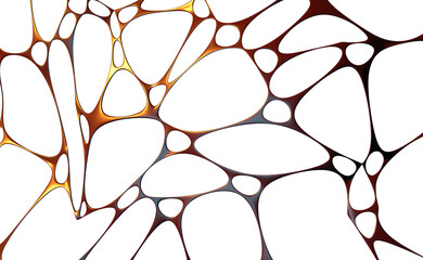 Network, waves, cells of connections. Neurons and data flow 3D illustration. Abstract matter, bone porous