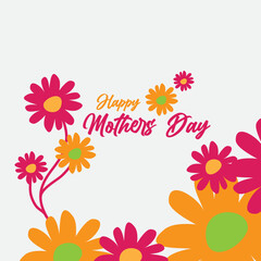Happy Mothers Day background. minimal style wallpaper with flower. Vector background for banner, poster.