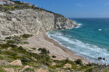 scenic view of Guvercinlik Koyu (Kleopatra Beach) near Ovacik (Cesme, Izmir province, Turkey) 