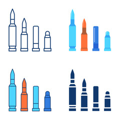 Naklejka premium Military ammunition icon set in flat and line style