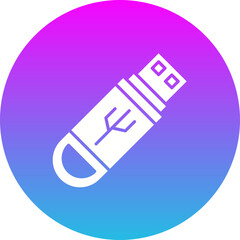 Flash Disk Gradient Circle Glyph Inverted Icon