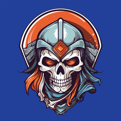 Skull in helmet. Vector illustration for t-shirt print