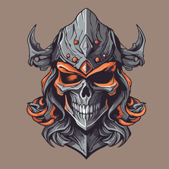 Skull of viking with horns. Vector illustration for your design