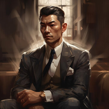 Asian mafia boss character Generative Ai
