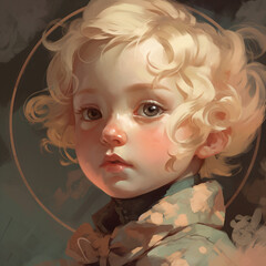 beautiful baby antique style portrait Generative Ai