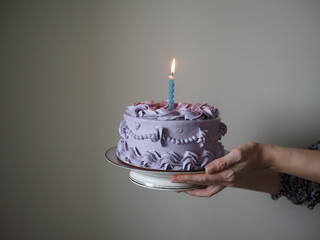 purple birthday cake