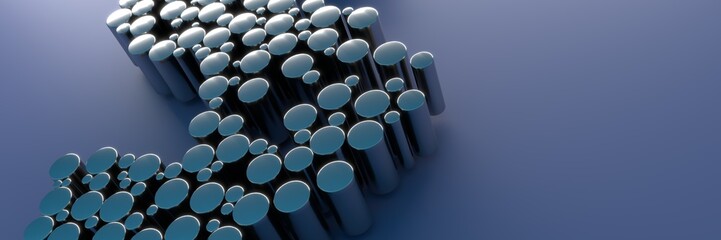 Abstract background of colored cylinders and free space. 3D visualization