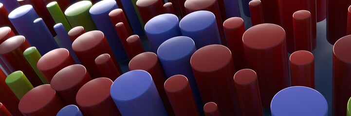 Abstract background of colored geometric shapes. 3D visualization