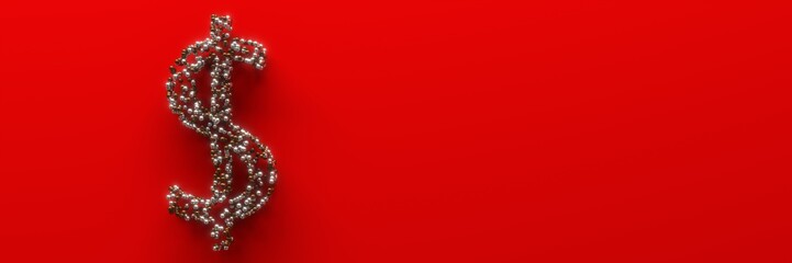 The American currency symbol on a red background. 3d render