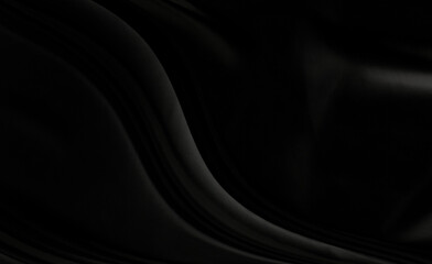 Black gray satin dark fabric texture luxurious shiny that is abstract silk cloth background with patterns soft waves blur beautiful.