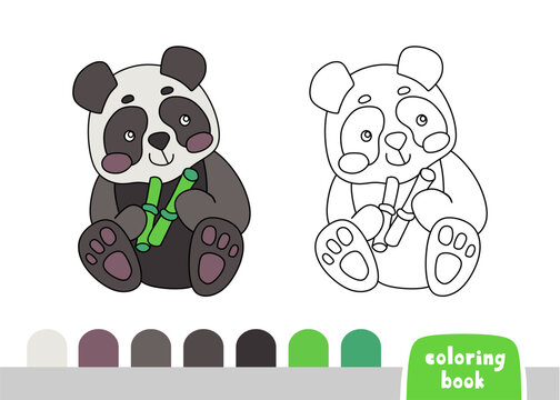 Cute Panda Coloring Book for Kids Page for Books, Magazines, Doodle Vector Illustration Template