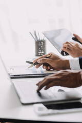 Document Businessman working modern computer Document Management System (DMS), Virtual online documentation database and process automation to efficiently manage files,