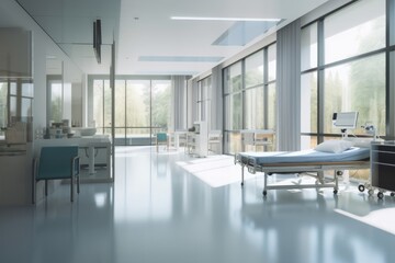 Fototapeta na wymiar modern hospital, with glass walls and minimalist furniture, bringing in natural light, created with generative ai