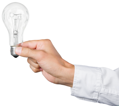 Hand hold electricity energy light bulb - Powered by Adobe