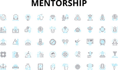 Mentorship linear icons set. guidance, support, coaching, inspiration, leadership, motivation, learning vector symbols and line concept signs. development,role model,empowerment Generative AI