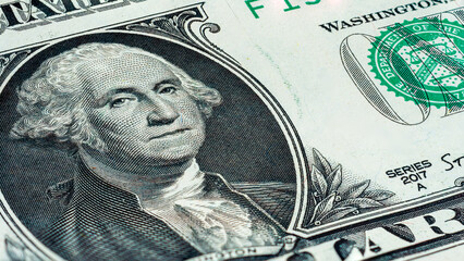 One dollar bill, US money currency cash, macro, close up background