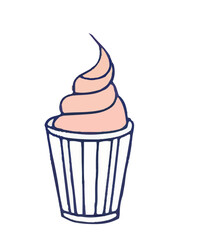 Ice cream sketch hand drawn vector summer ice food, gelato cream, scoop dessert, cold milk vintage black line illustration