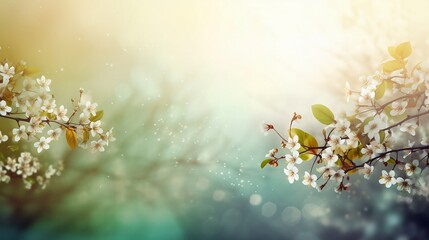 Spring with blossoming flowers: 3D rendering with positive colors, refreshing wallpaper, created using generative AI