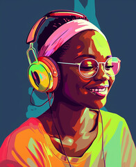 Happy african Lady dancing and singing